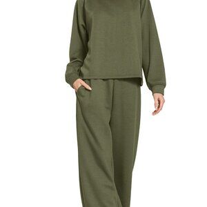 Zenana Scuba Crewneck Sweatshirt and Pants Set